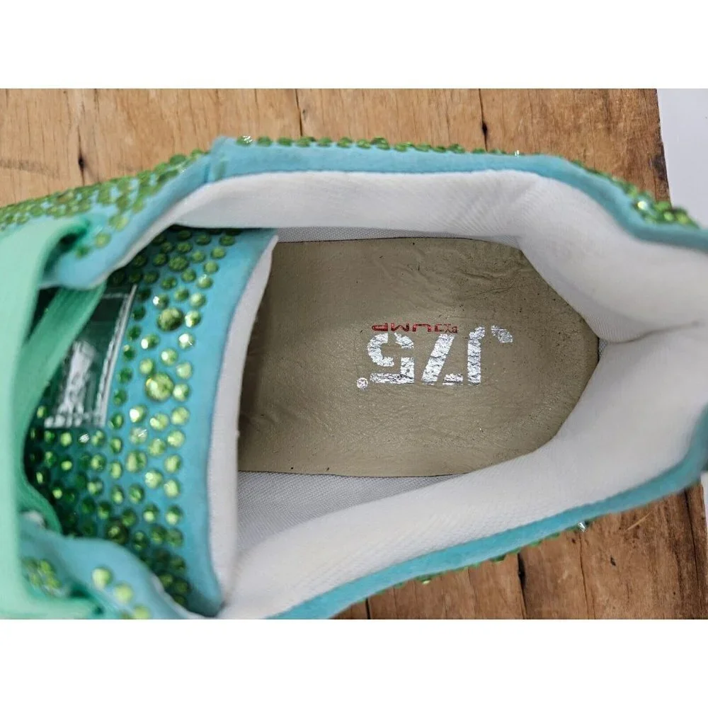 New J75 by Jump Slick Sneakers Mens US 8 Green Rhinestones